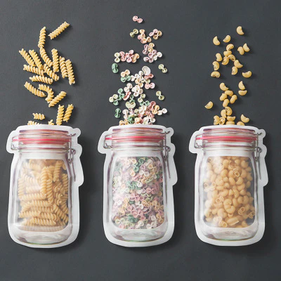 Mason Jar Plastic Zip Lock Bags