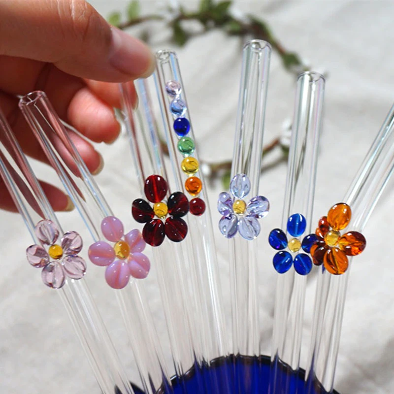 Glass Flower Straw