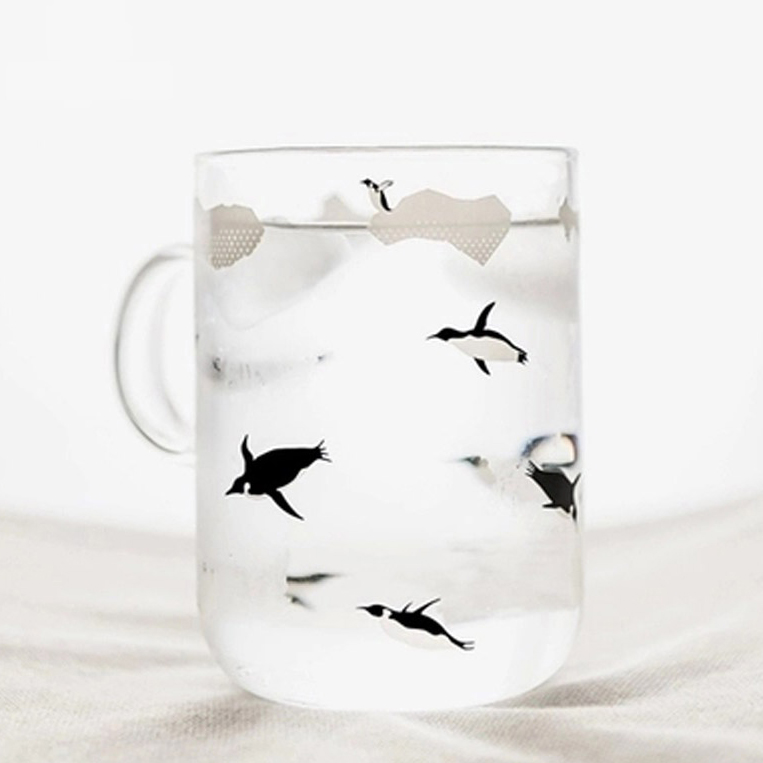 Frosted Arctic Penguin Glass Mug