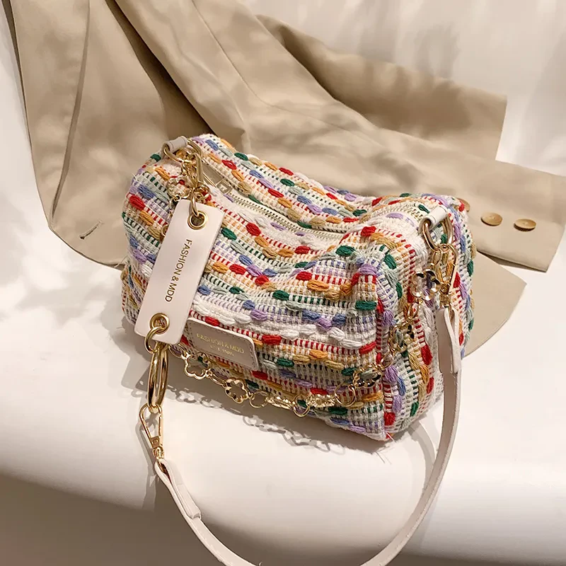 Multicolured Knit Crossbody Purse