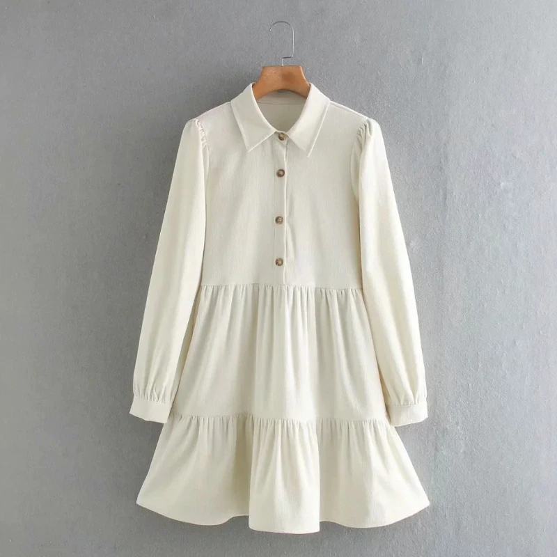 Collared Velvet Ruffle Dress