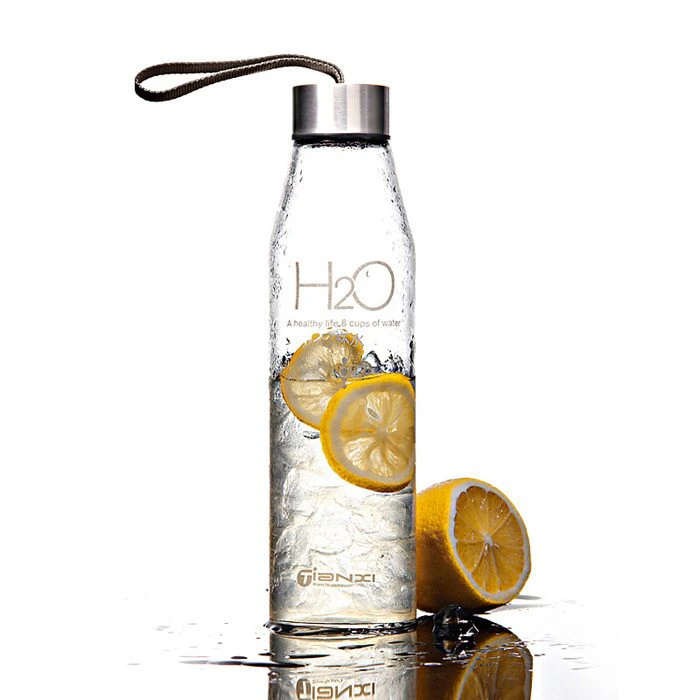 Aluminium Lid Glass Water Bottle