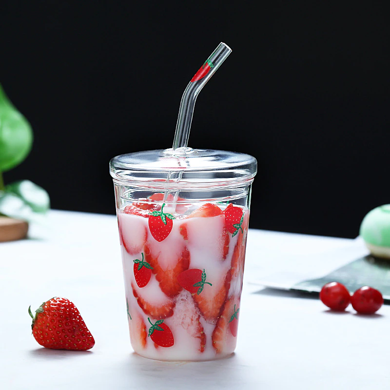 Strawberry Glass Straw Cup