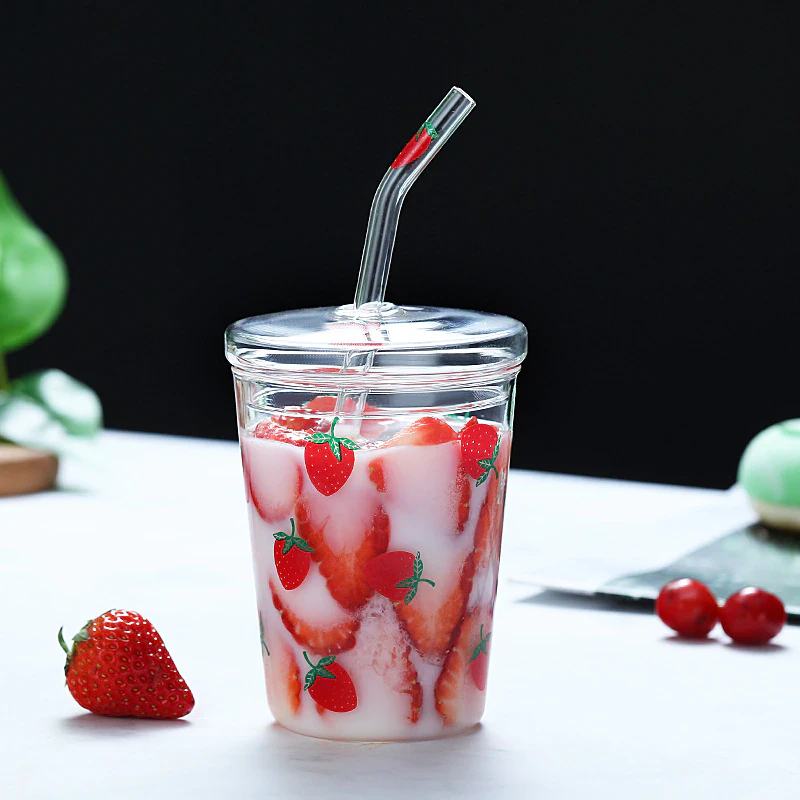 Strawberry Glass Straw Cup