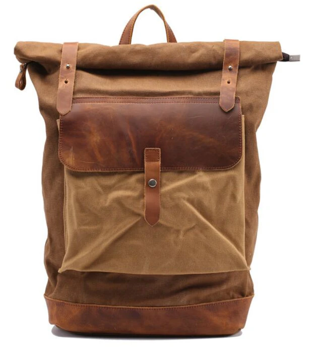 Retro Vintage Leather Suede Roll Top
