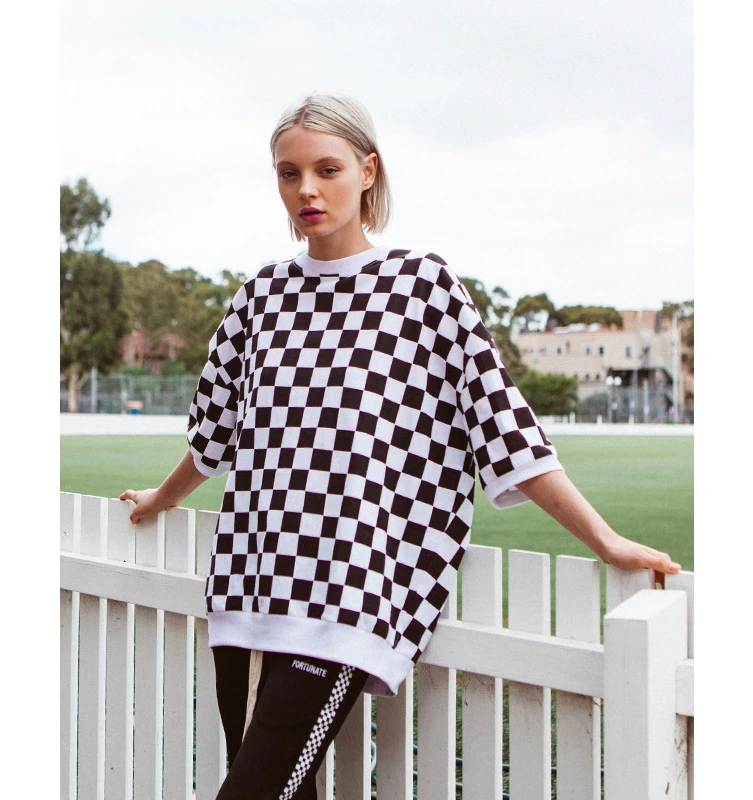 Oversize Checkerboard Sweater Tee