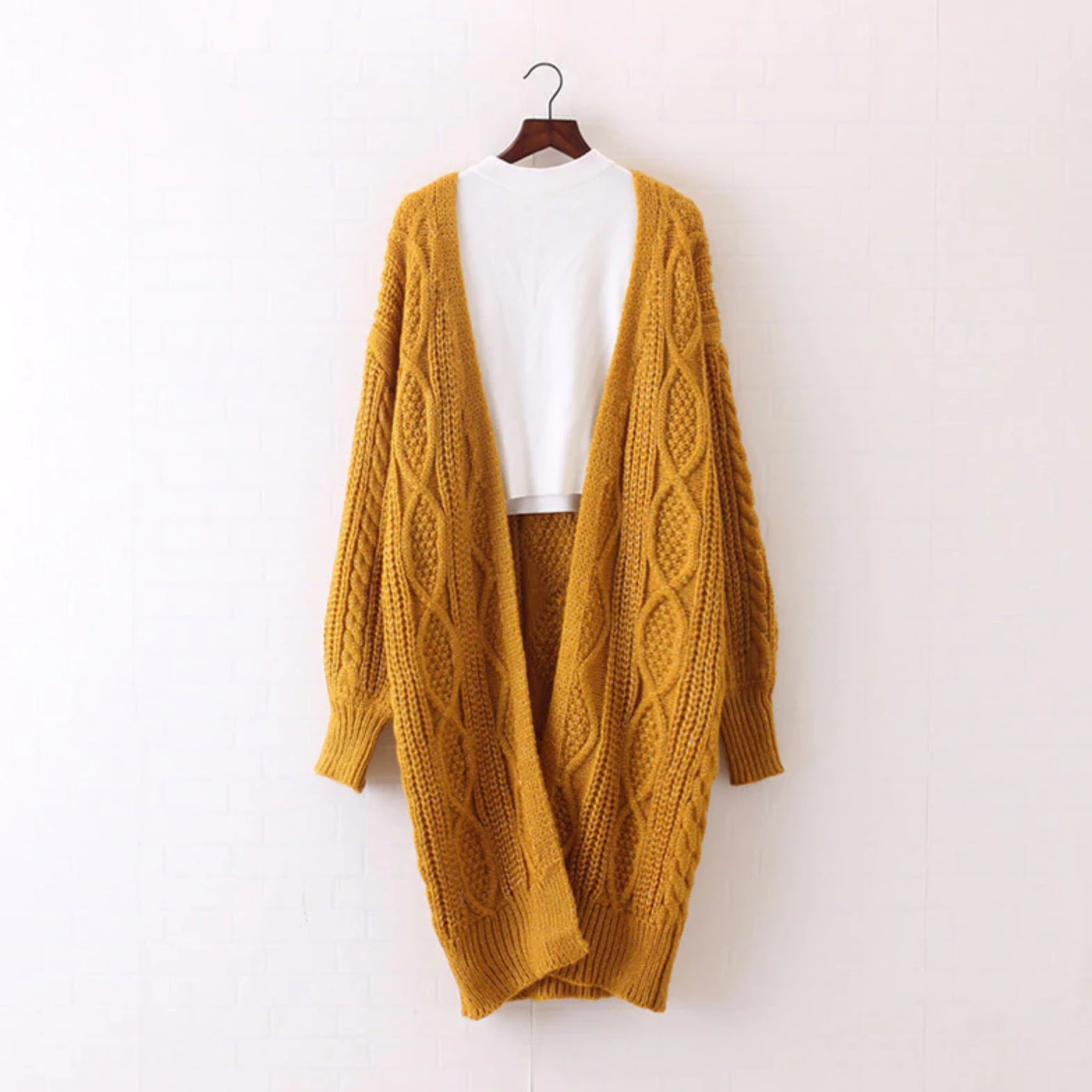 Long Knit Mustard Cardigan