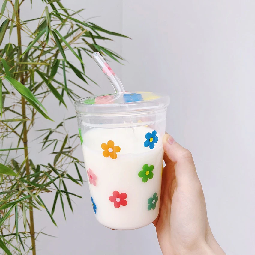 Glass Flowers Travel Cup
