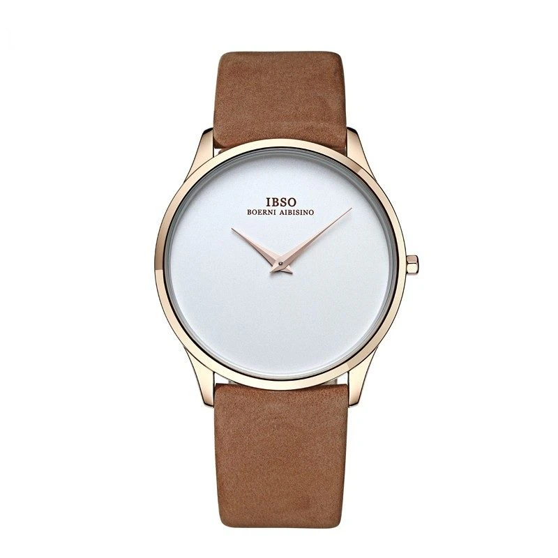 Genuine Leather Womens Minimal Gold Wristwatch