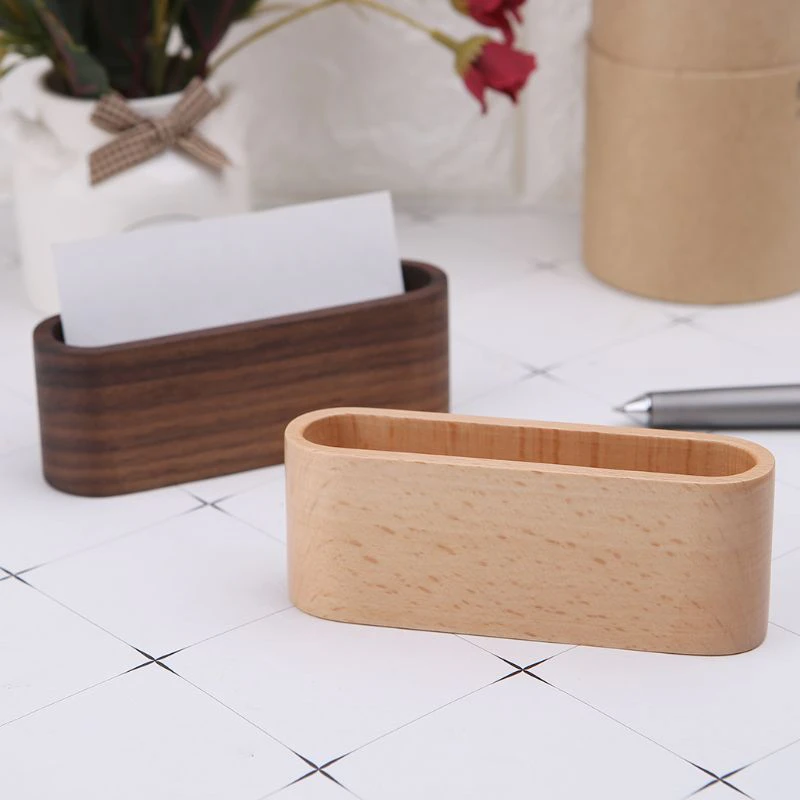 Wood Desktop Business Card Stand