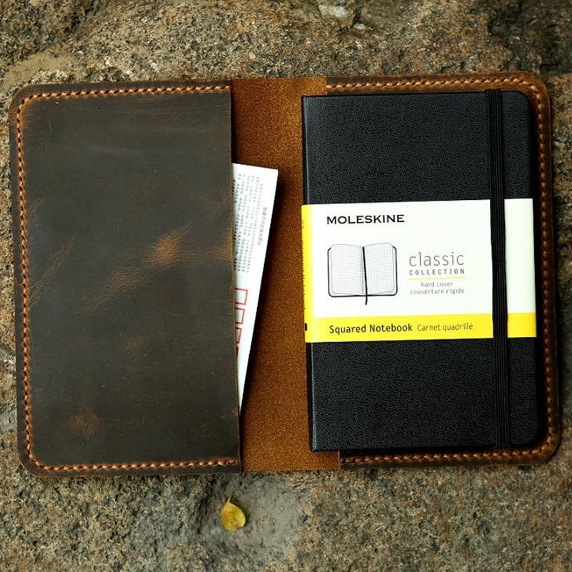 Handstiched Leather Moleskin Cover