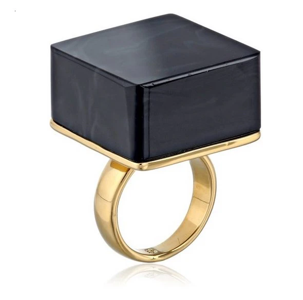 18k Gold Plated Black Stone Ring