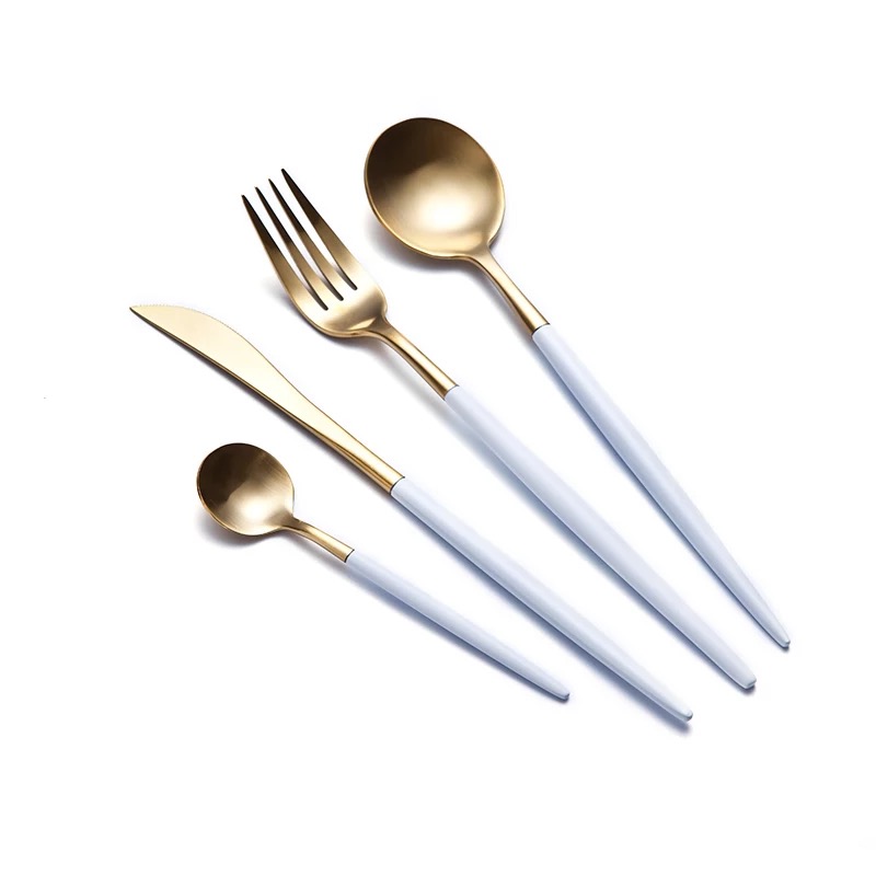 White Gold Stainless Steel Dinner Cutlery