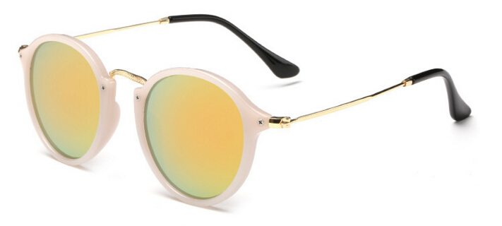 Retro Round Frosted White and Gold Sunglasses