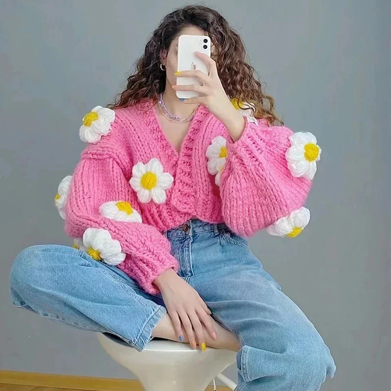 Balloon Sleeve Daisy Cardigan