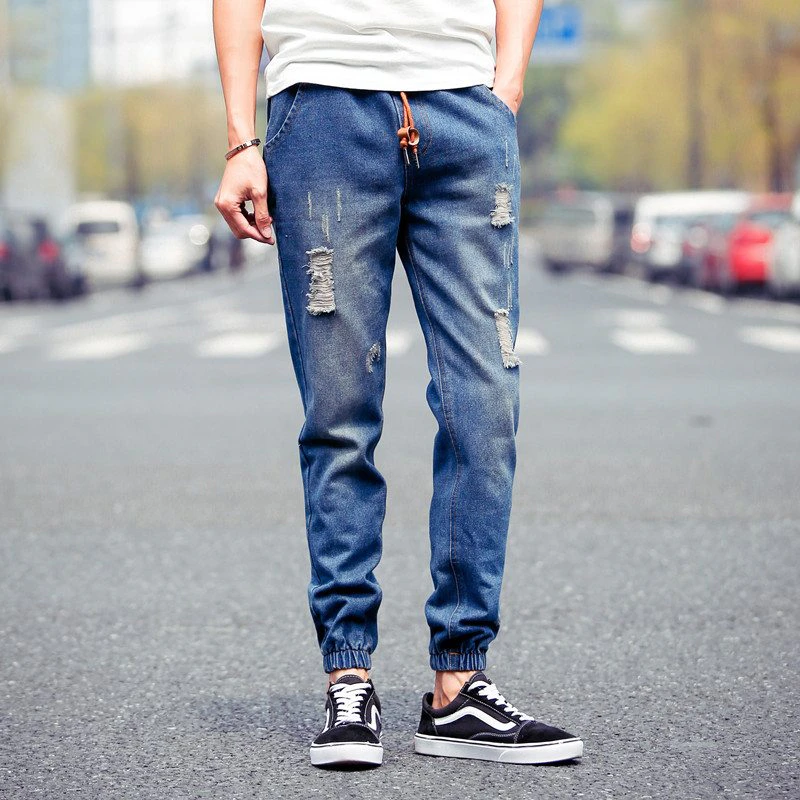 Ripped Denim Mens Joggers