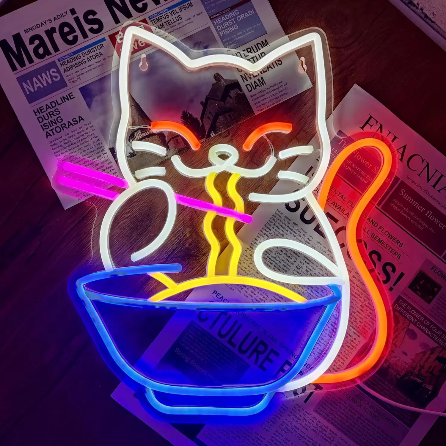 Noodle Cat Neon Sign
