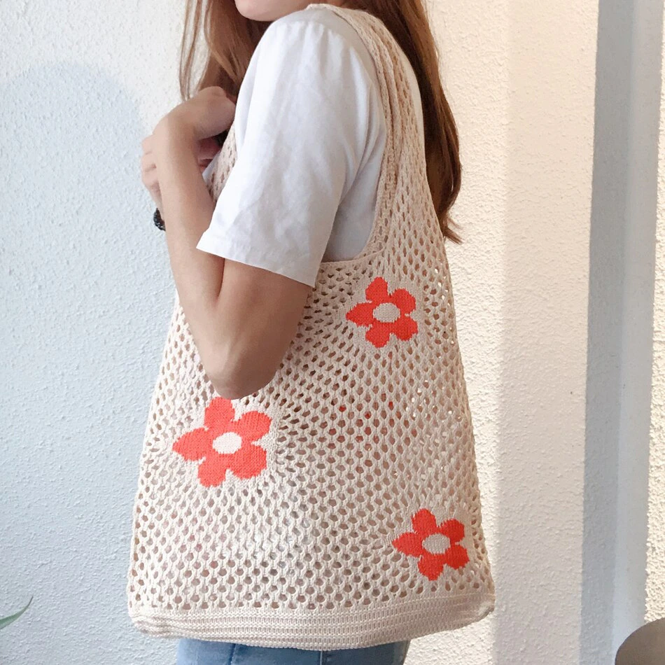 Flower Crochet Tote Bag