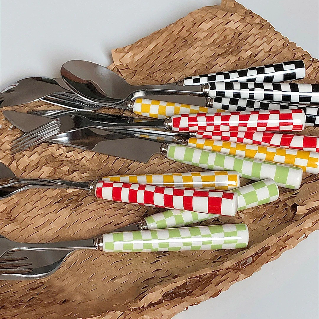 Checkered Stainless Steel Cutlery