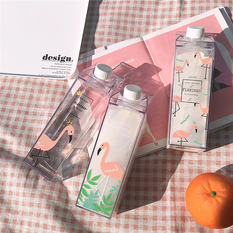 Flamingo Water Bottle (Milk Box Design)