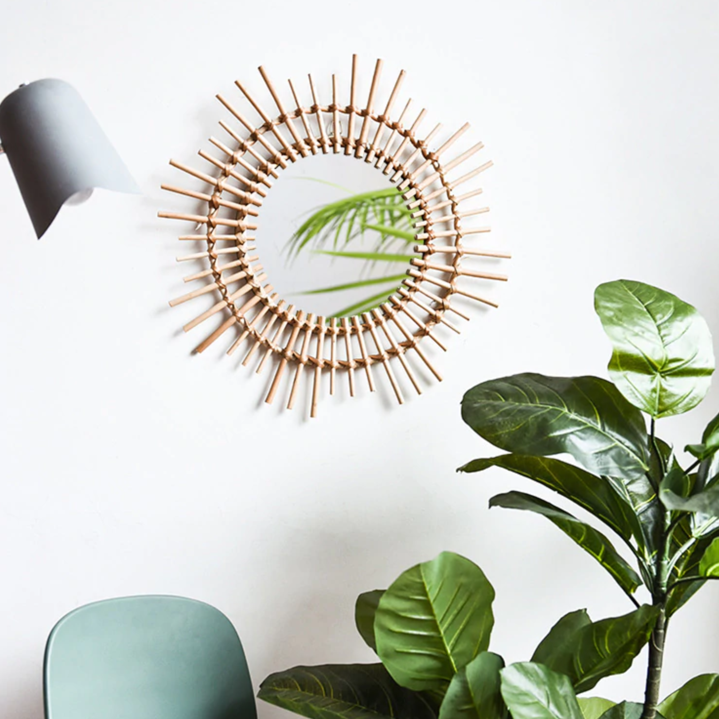 Cane Sunburst Round Mirror
