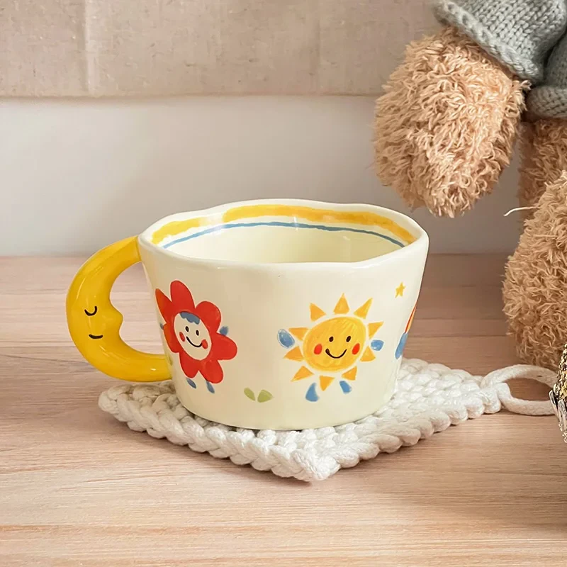 Moon Handle Painted Mug