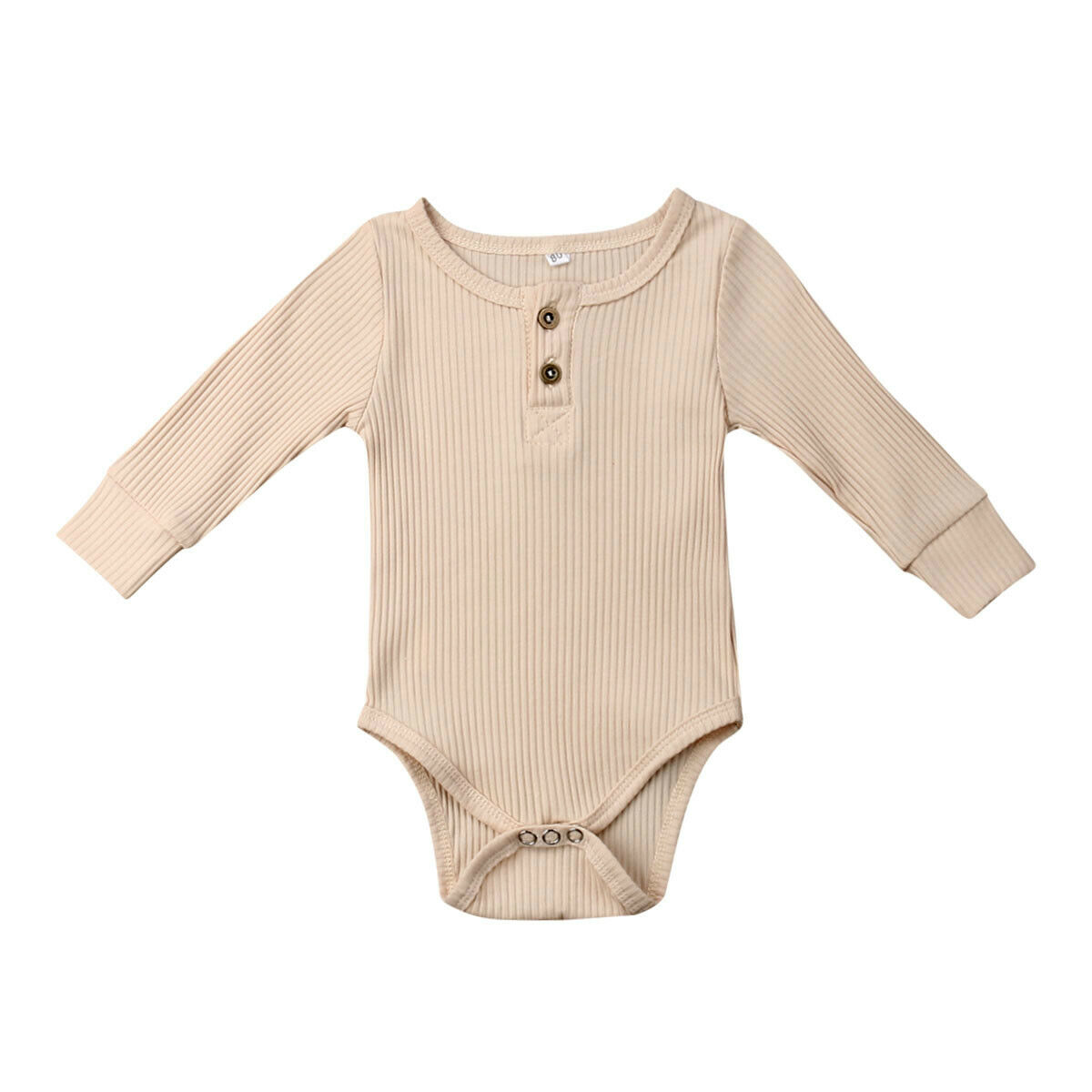 Neutral Tone Ribbed Henley Bodysuit