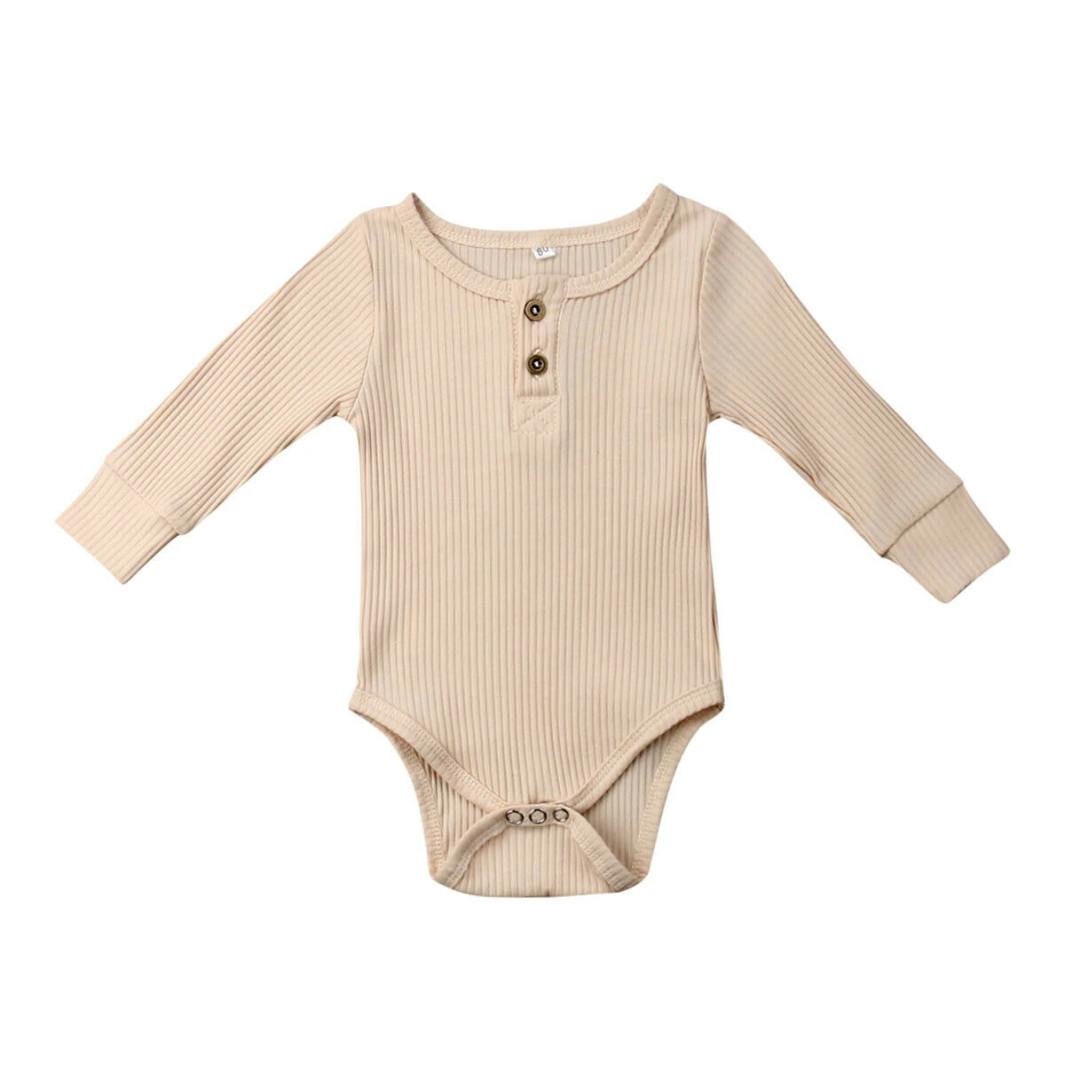 Neutral Tone Ribbed Henley Bodysuit