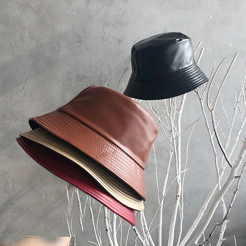 Faux Leather Bucket Hat