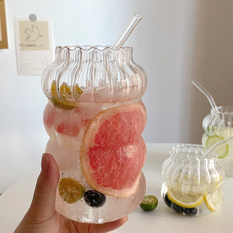Ribbed Bubble Drinking Glass