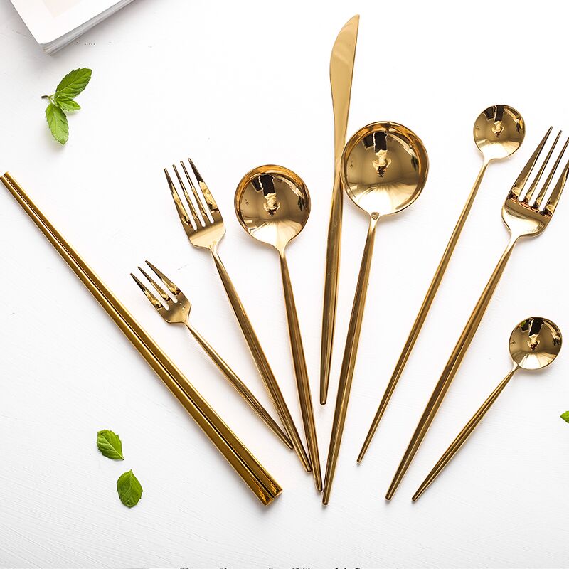 Mirror Gold Cutlery Set