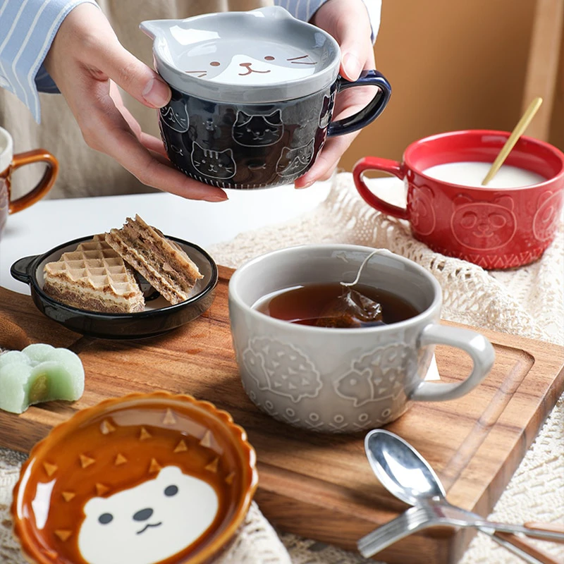 Ceramic Cat Mug With Lid