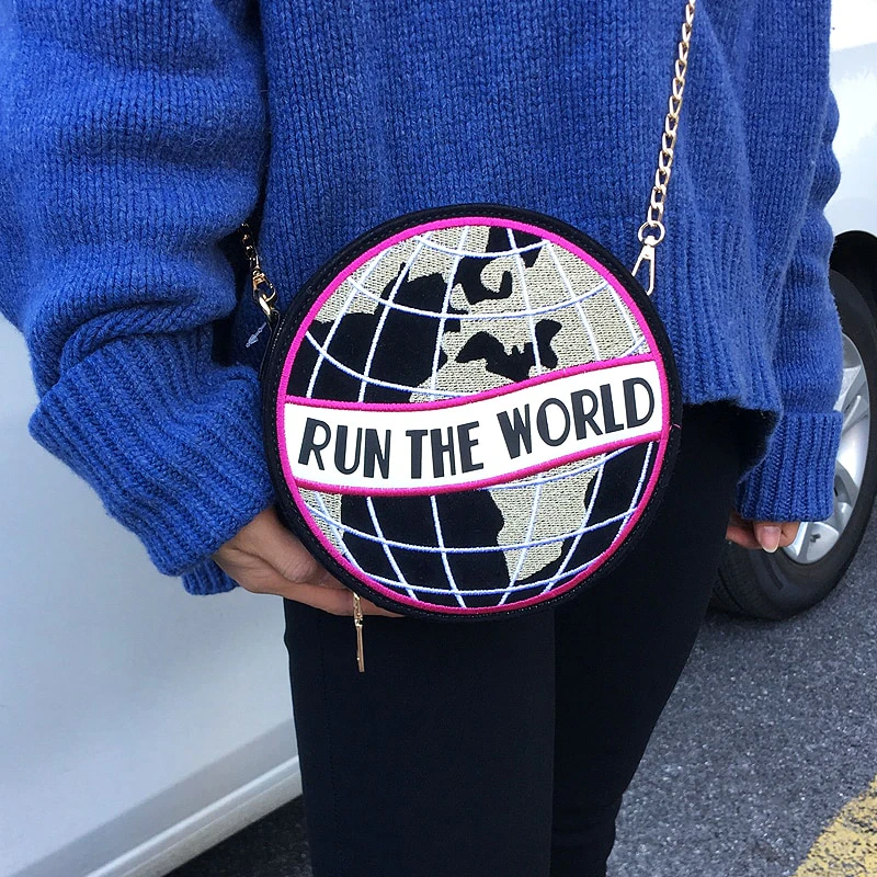 Run The World Embroidered Bag