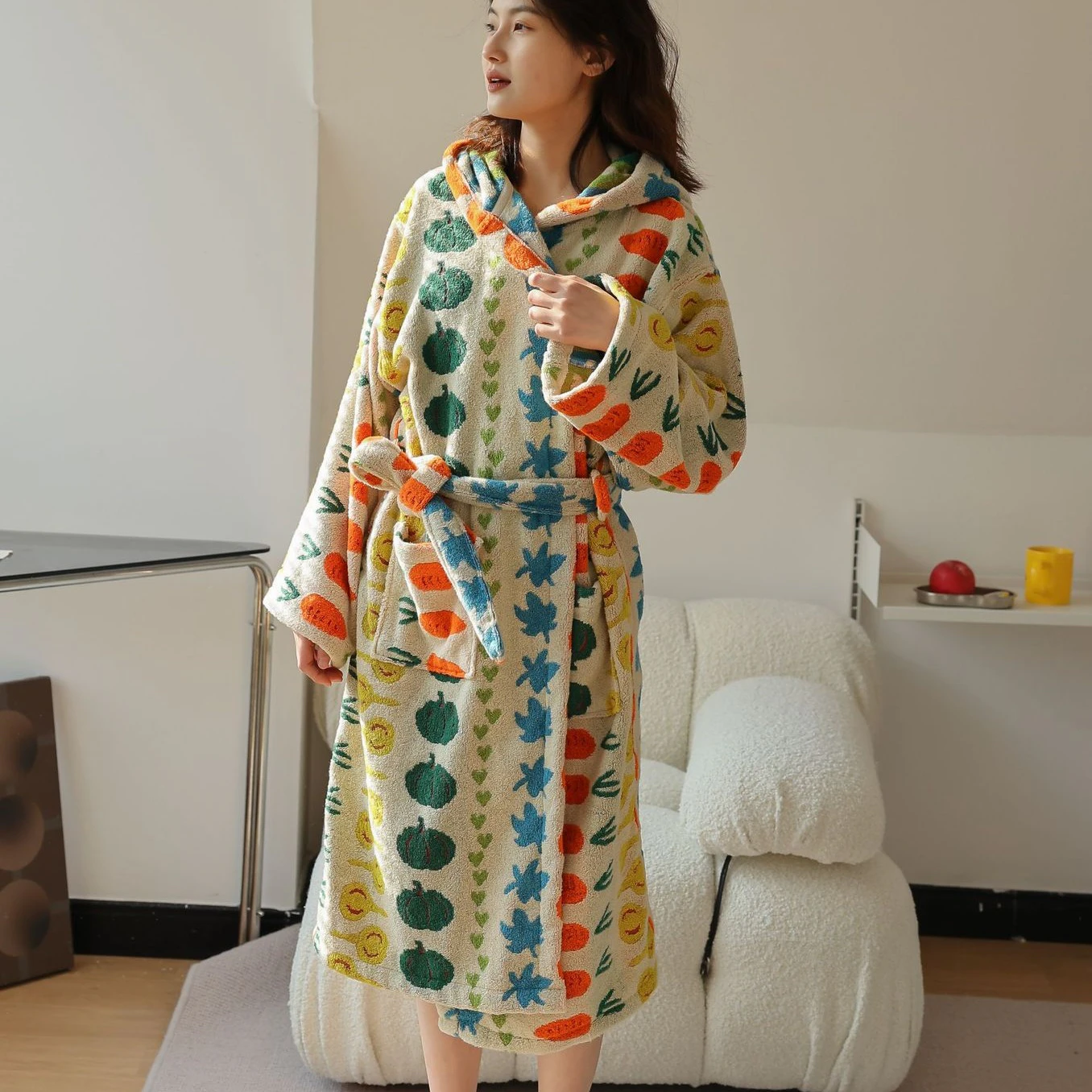 Printed Fleece Robe